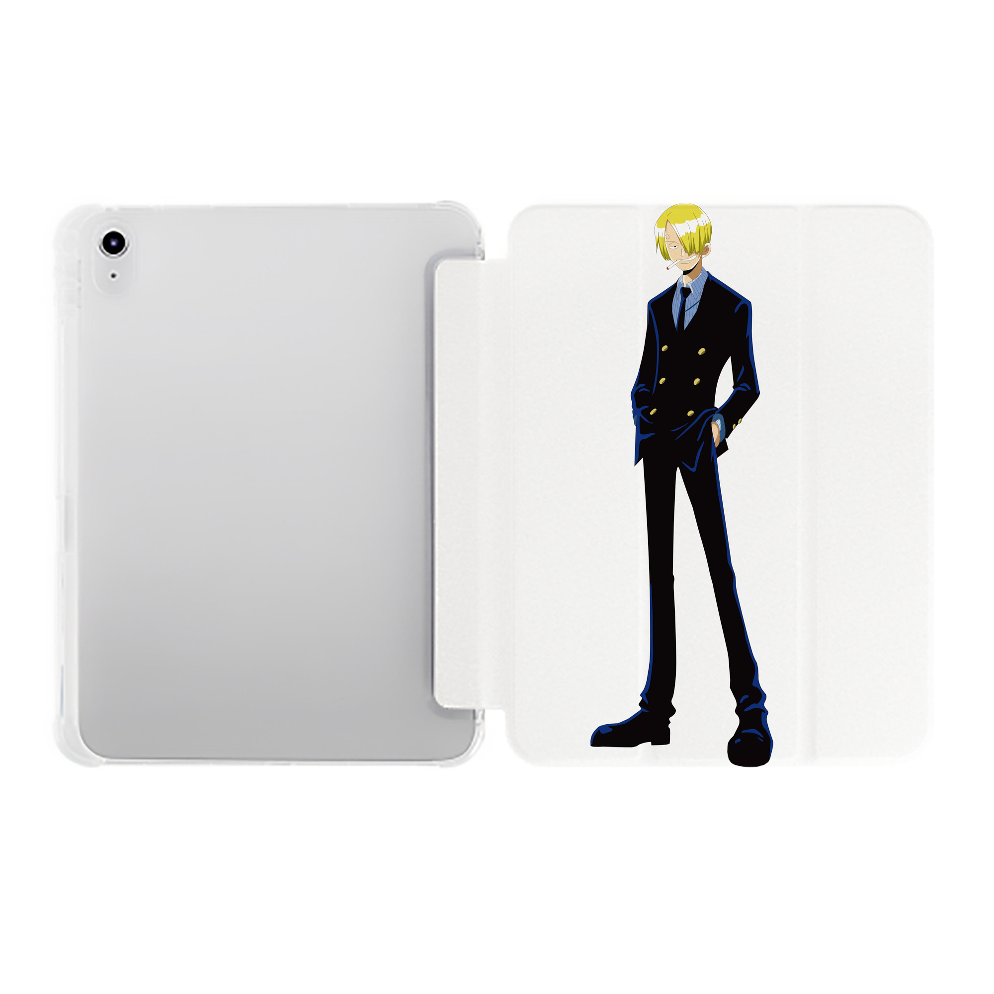 （画像用） ワンピース サンジ ONE PIECE Sanji IPad ケース ペン収納付き 三つ折りスタンド PUレザー×シリコン 対応機種9.5/10.5/10.9インチ